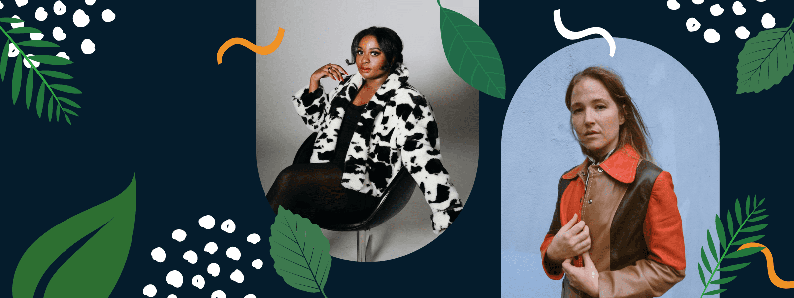 Female artist in stylish animal print jacket sitting on black chair for Hypebot music industry news and trends.